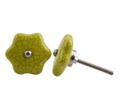 Lime Star Shape Ceramic Crackle Furniture Knob